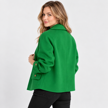 Montviro | Women's Tweed Pea Coat - Peter Pan Collar Pearl Buttons