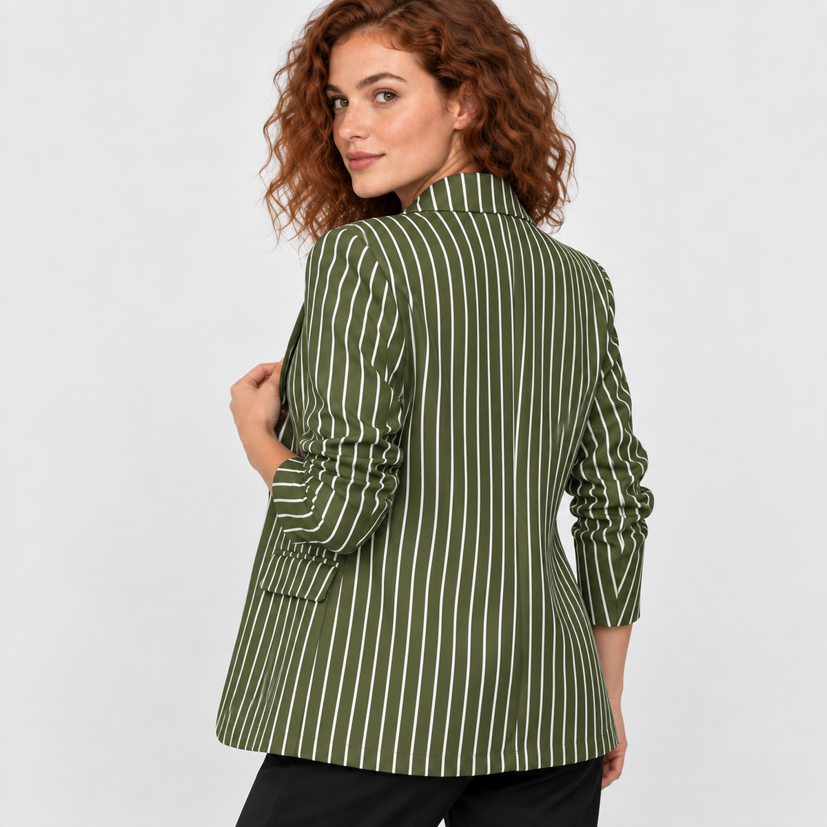Montviro | Women’s Business Casual Striped Suit Jacket Polyester Coat