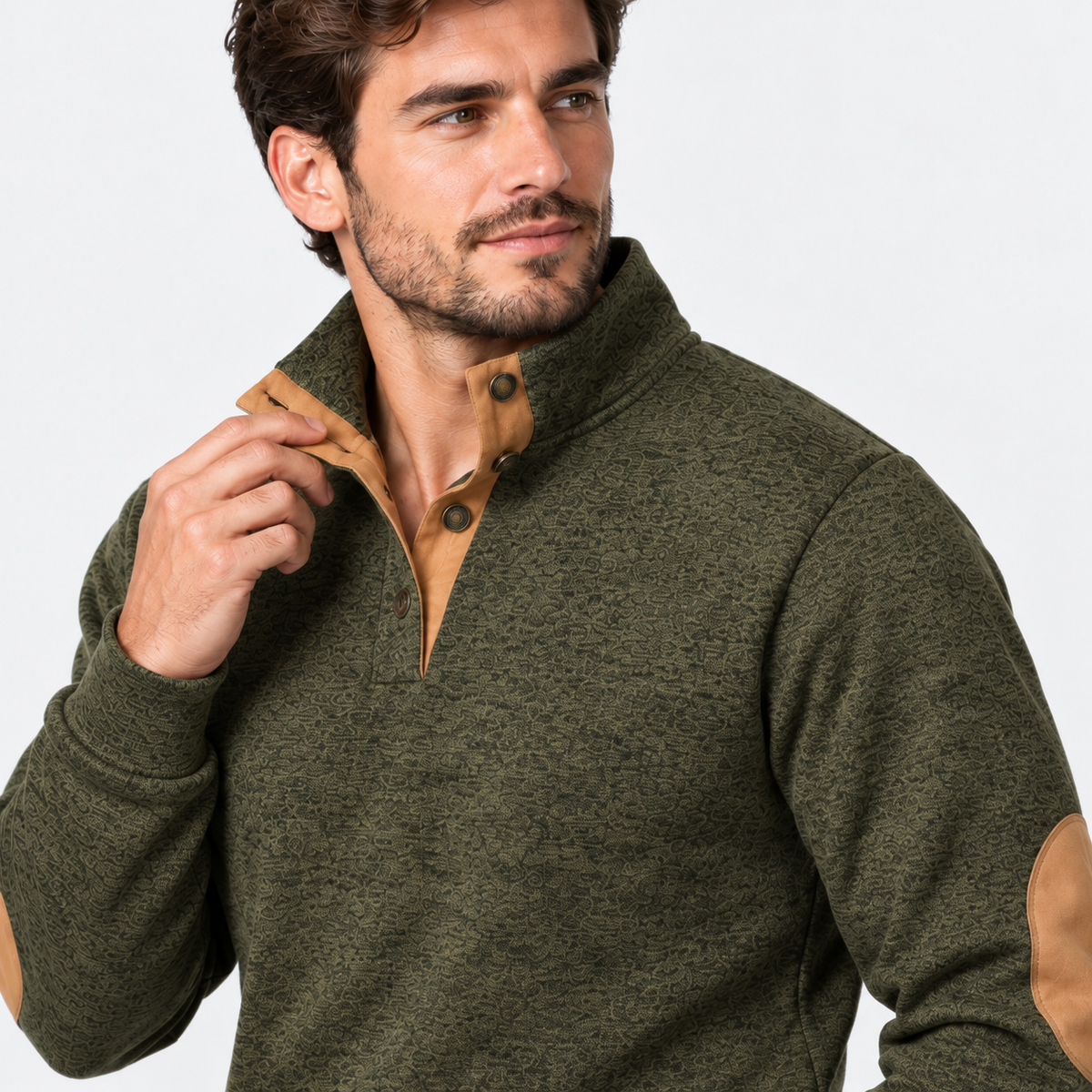 Montviro | Men's Collared Sweater Knit Pullover Button Detail Casual Top