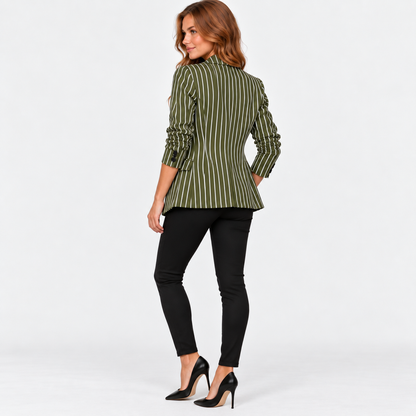 Montviro | Women’s Plus Size Striped Blazer Elegant Workwear Suit Jacket