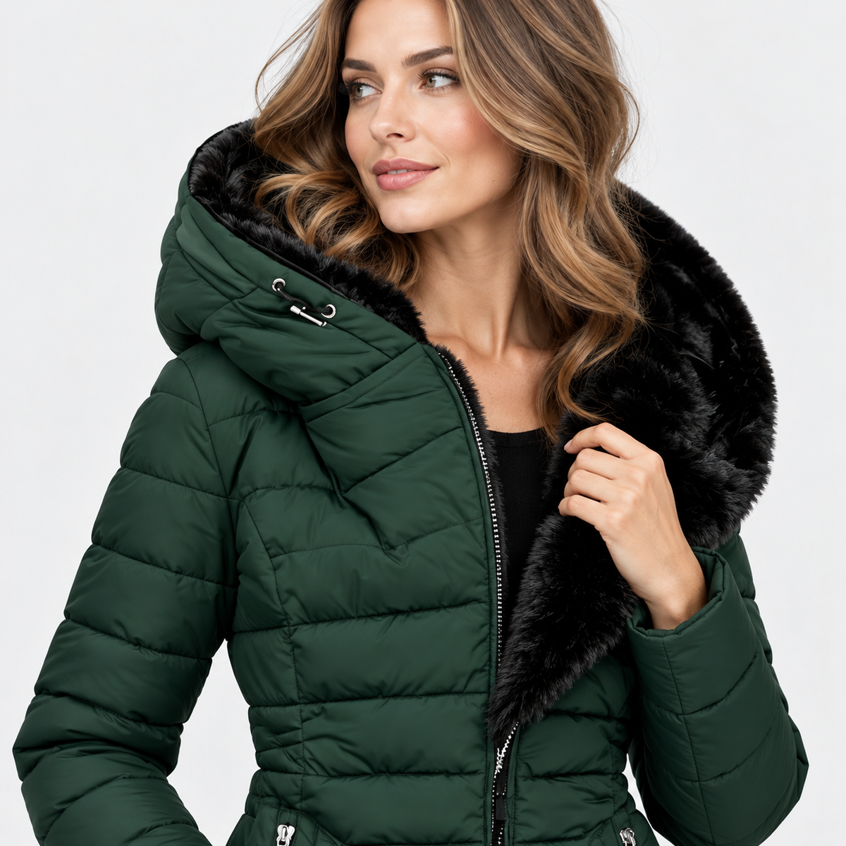 Montviro | Women's Long Hooded Winter Jacket with Fleece Lining