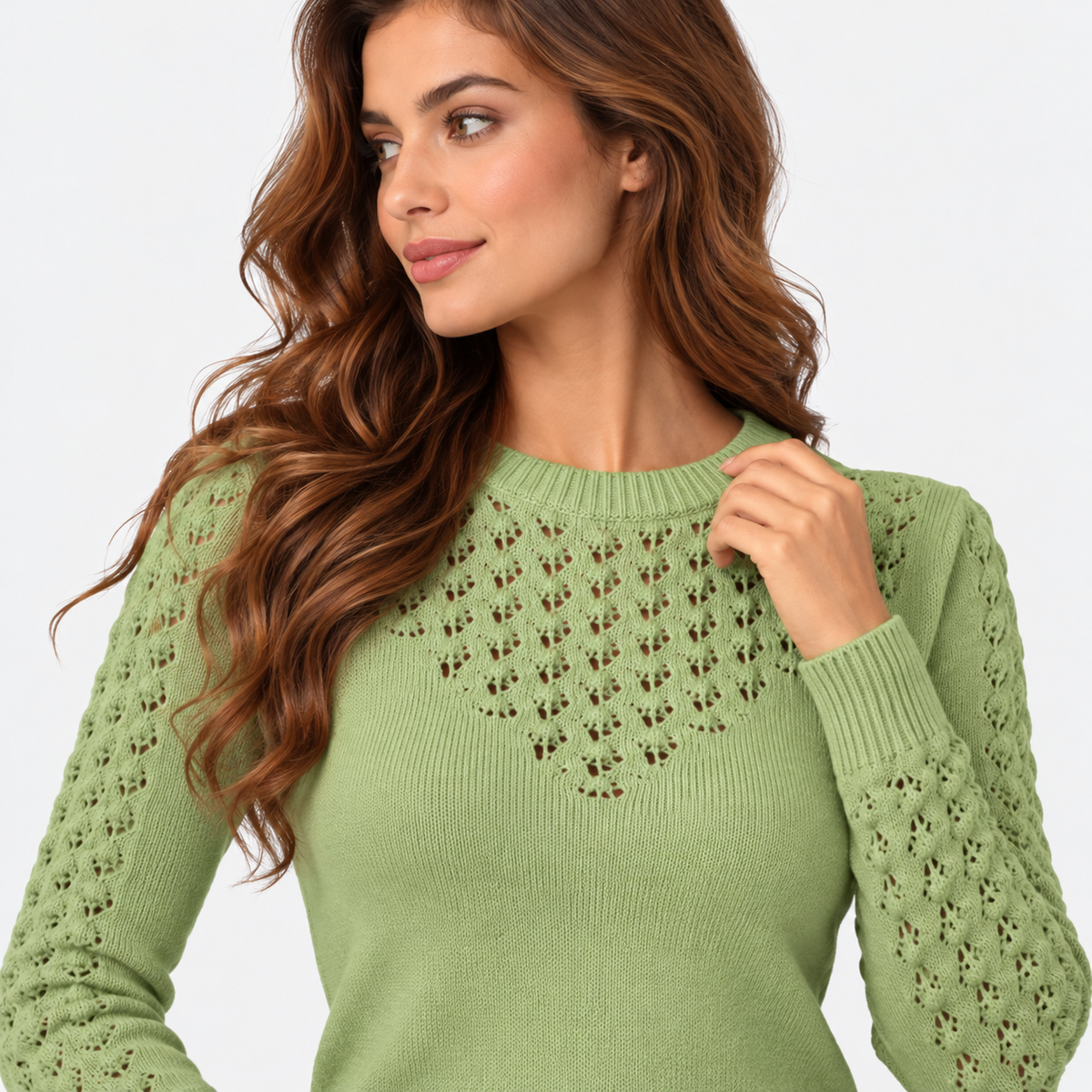 Montviro | Women's Cropped Knit Sweater with Hollow Out Design