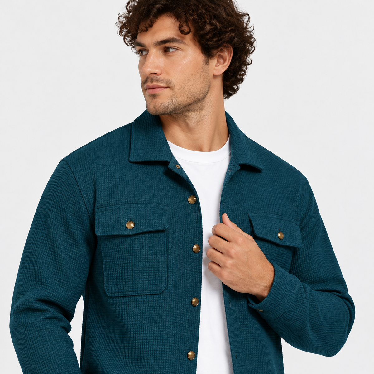 Montviro | Men's Waffle Knit Cardigan Set Button Shirt Pants Casual Outfit