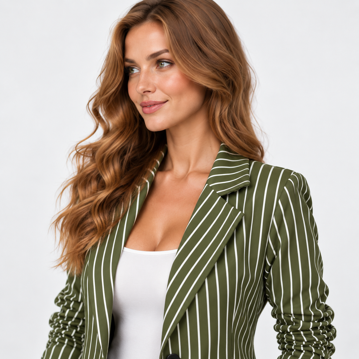 Montviro | Women’s Plus Size Striped Blazer Elegant Workwear Suit Jacket