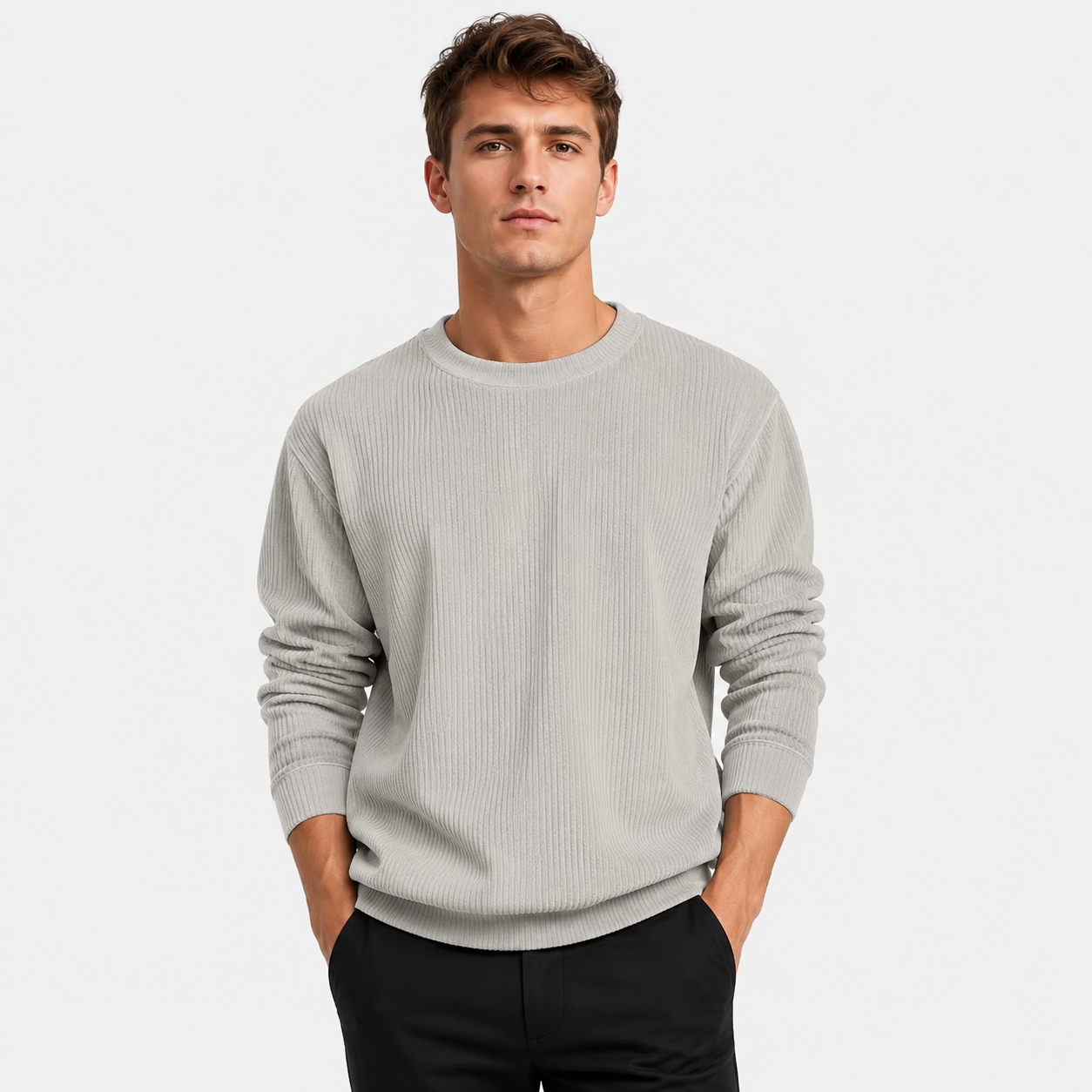 Montviro | Men's Crew Neck Sweater - Loose Fit Knit Pullover
