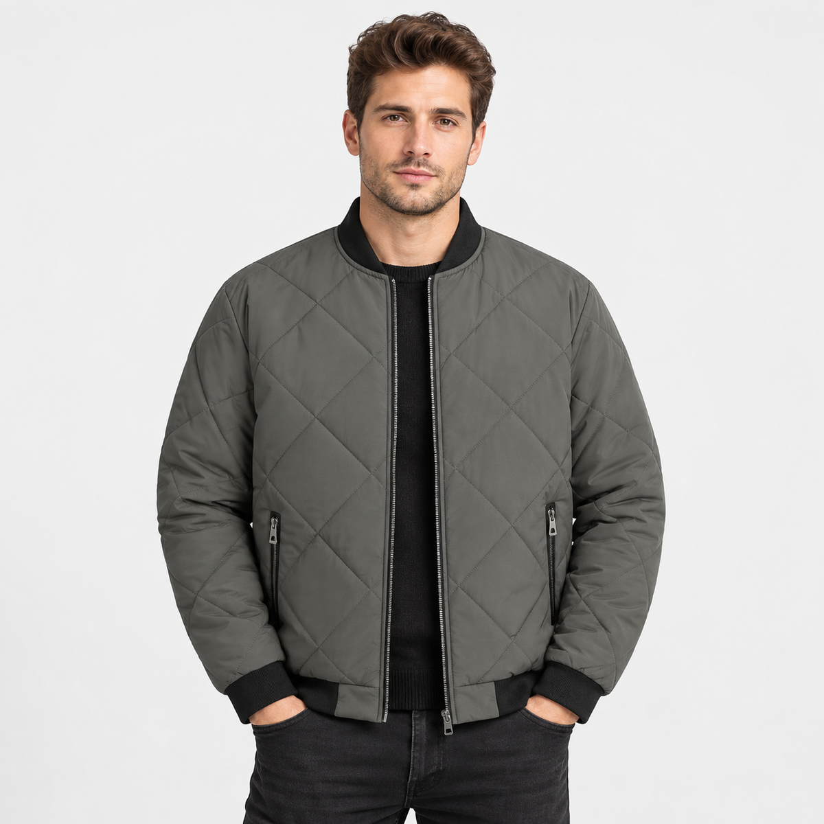 Montviro | Men's Stand Collar Winter Jacket - Lined Zip Front