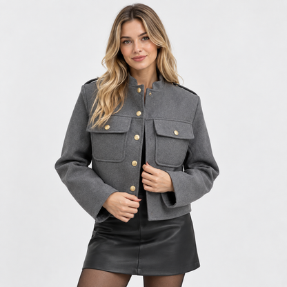 Montviro | Women's Lined Jacket - Button Front Round Neck