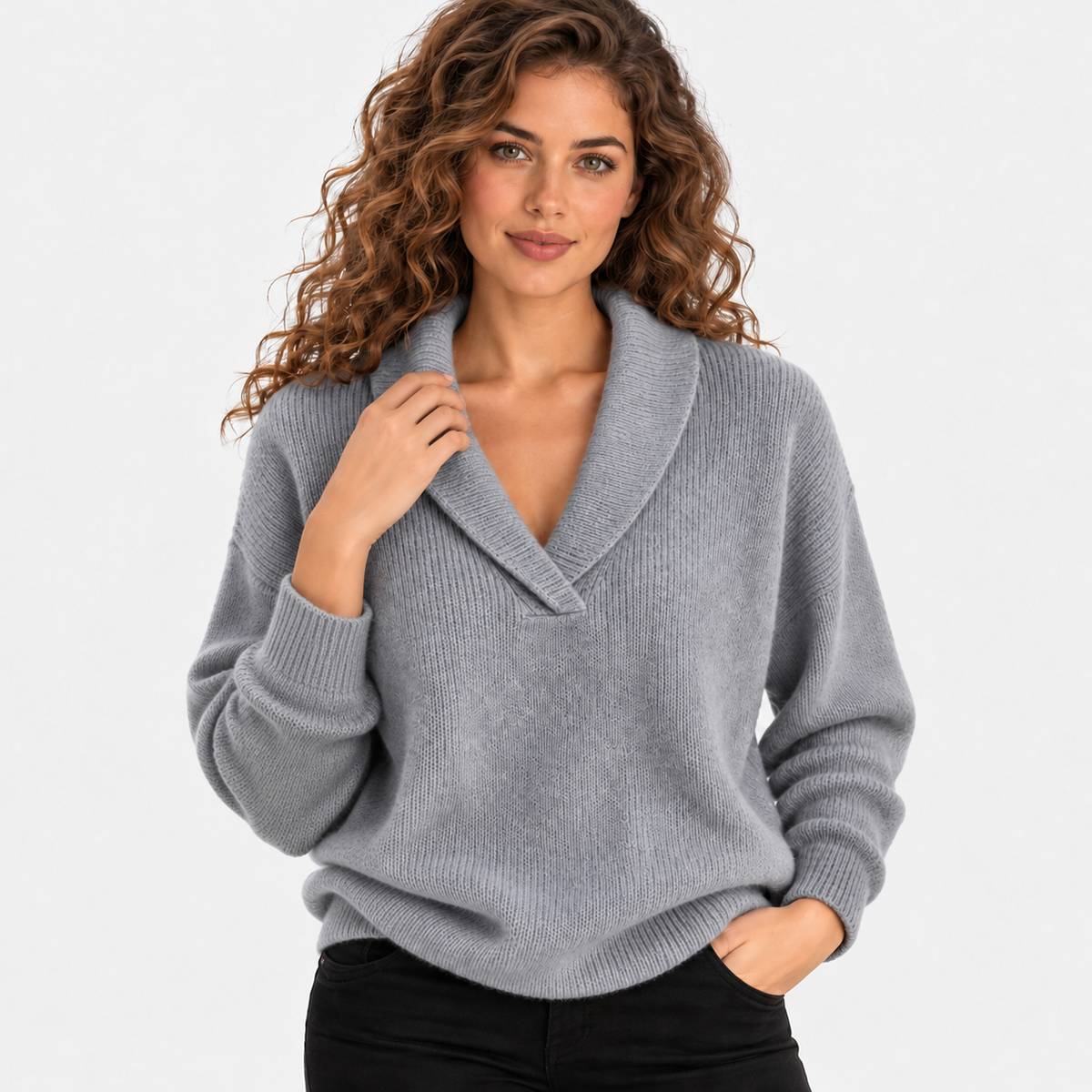 Montviro | Women's Oversized Knit Sweater with Shawl Collar