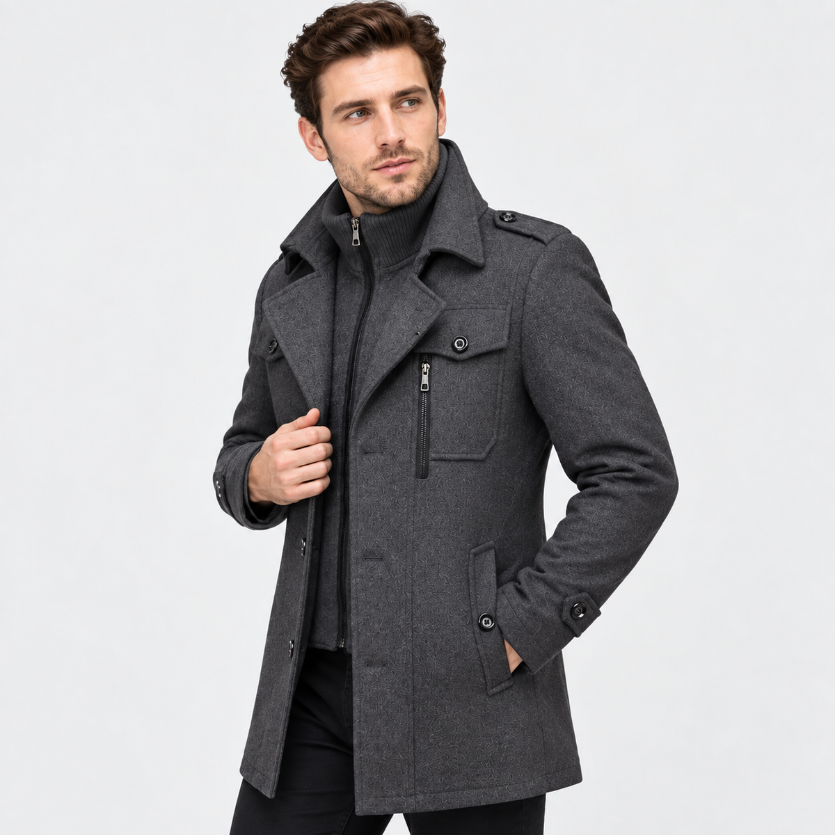 Montviro | Men's Wool Blend Tweed Jacket - Button Front Slim Fit