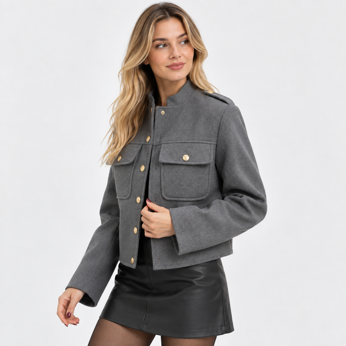 Montviro | Women's Lined Jacket - Button Front Round Neck