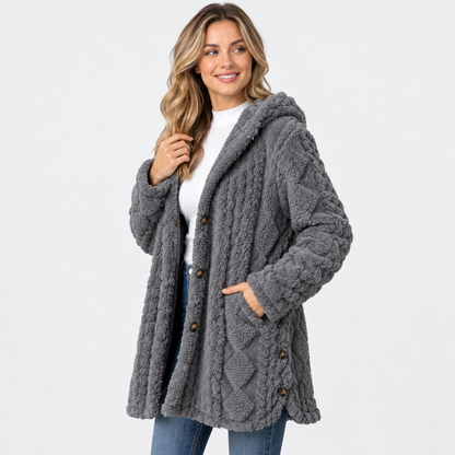 Montviro | Women's Argyle Hooded Cardigan Coat - Long Loose Fit