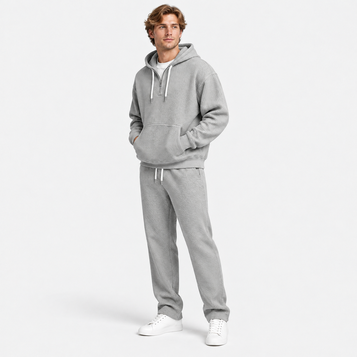 Montviro | Men's Hooded Two Piece Set Knit Casual Fall Winter Outfit
