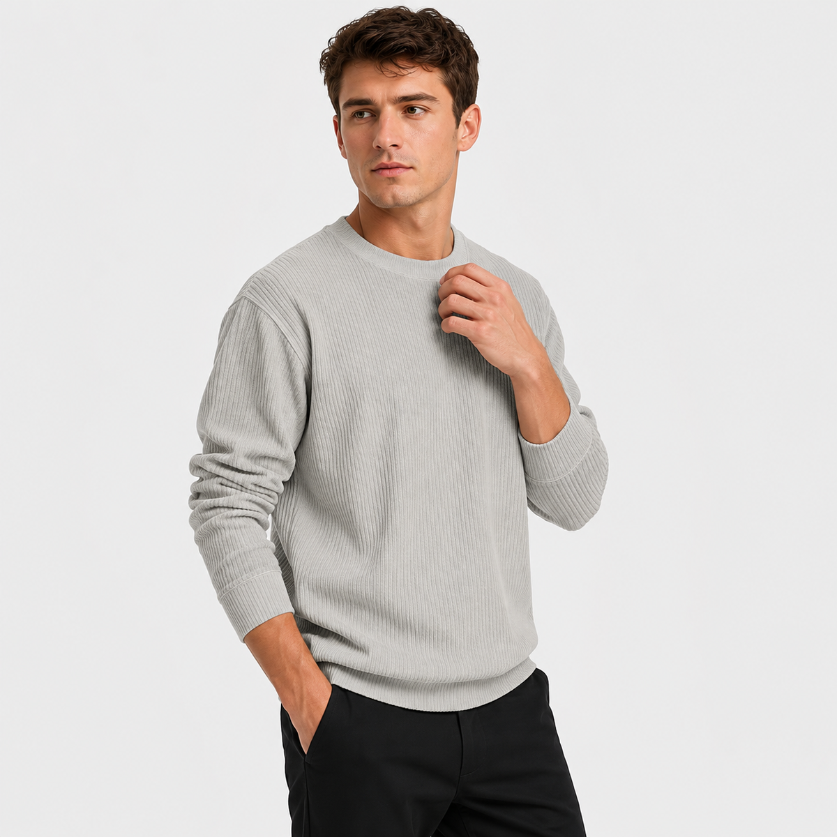 Montviro | Men's Crew Neck Sweater - Loose Fit Knit Pullover