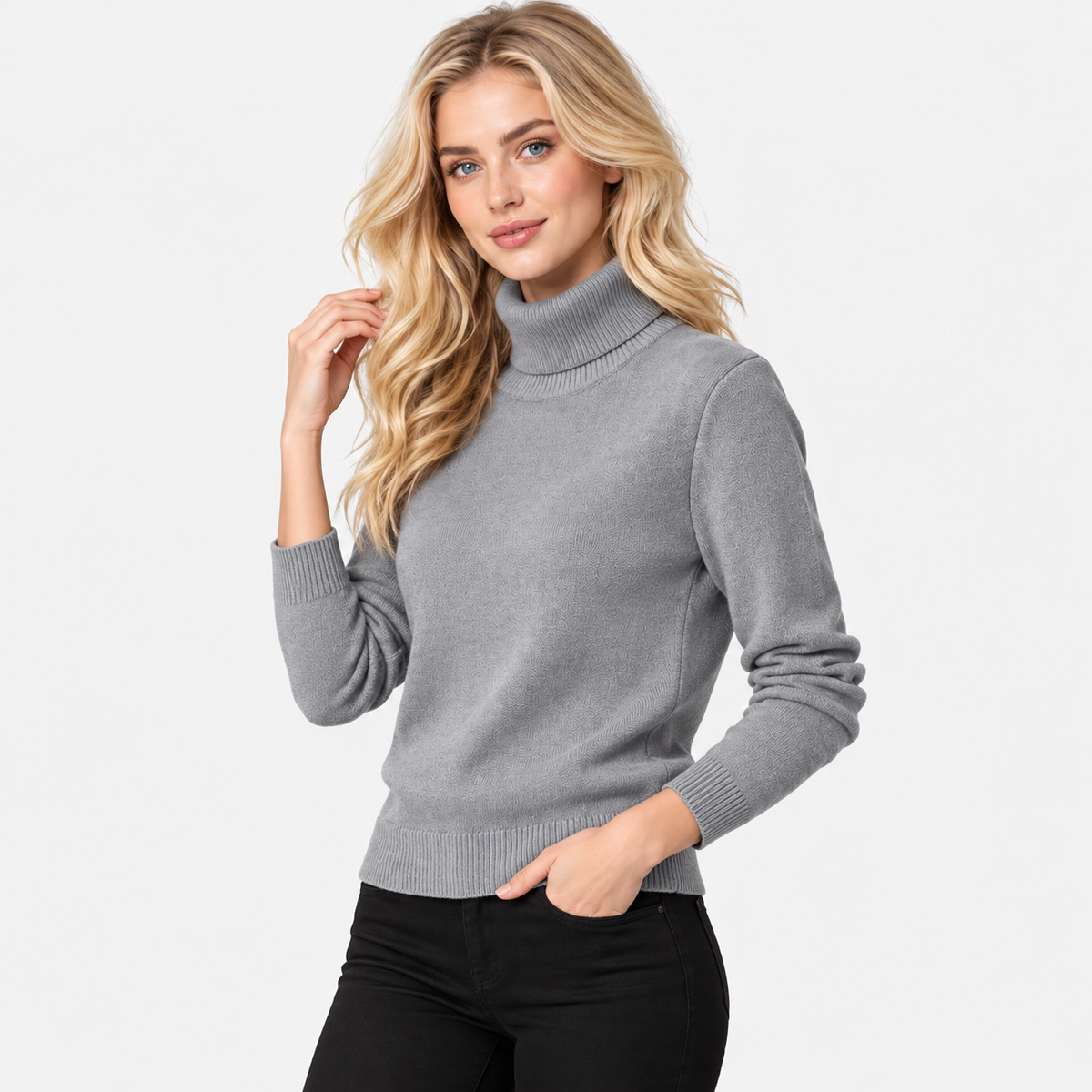 Montviro | Women's High Neck Knit Sweater with Stretch Fabric