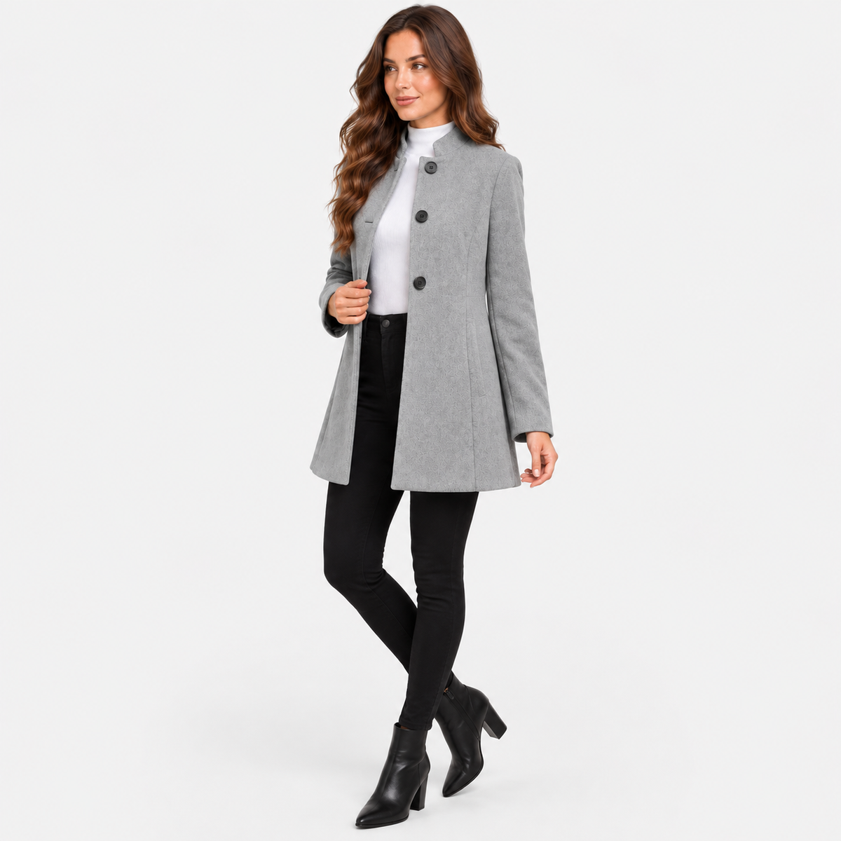 Montviro | Women’s Elegant Long Sleeve Jacket Flared Hem Commuter Coat