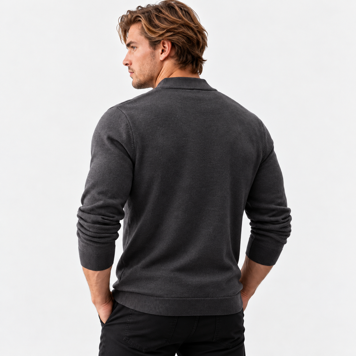 Montviro | Men's Knit Cardigan Sweater with Stand Collar and Full Zip