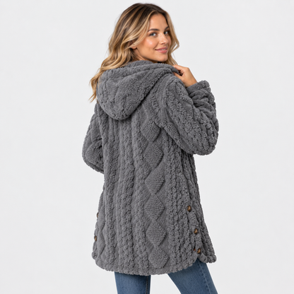 Montviro | Women's Argyle Hooded Cardigan Coat - Long Loose Fit