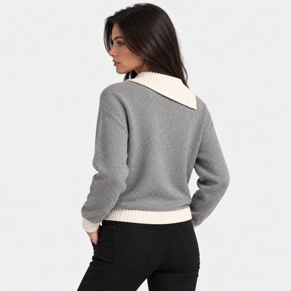 Montviro | Women's Asymmetric Neck Knit Sweater with Side Buttons