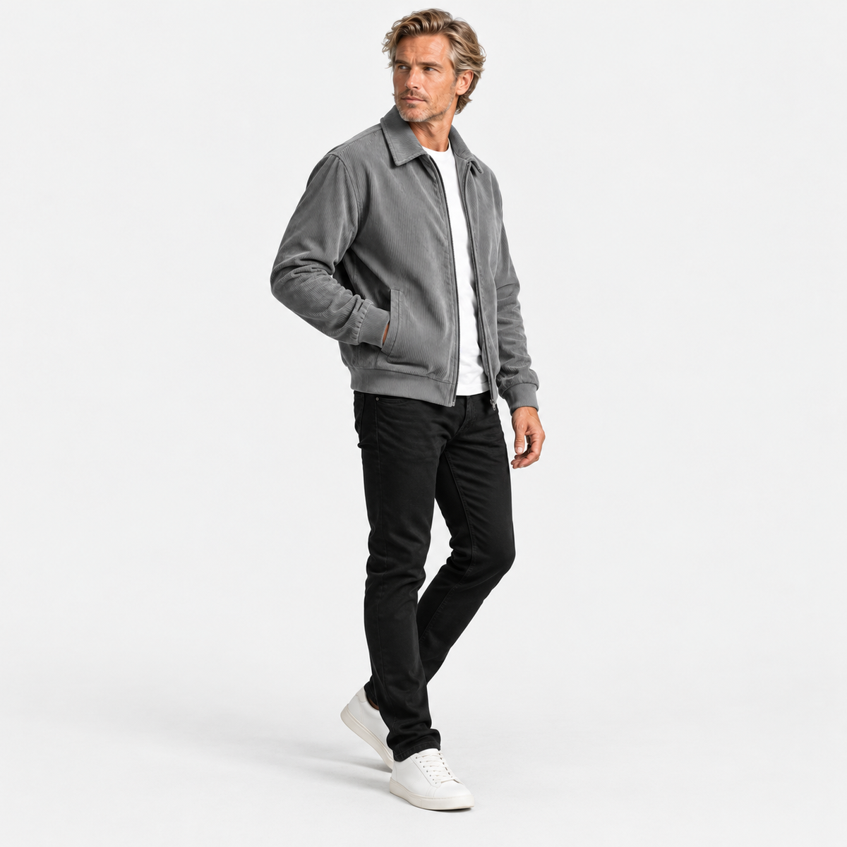Montviro | Men's Corduroy Jacket Stand Collar Zipper Workwear Outerwear