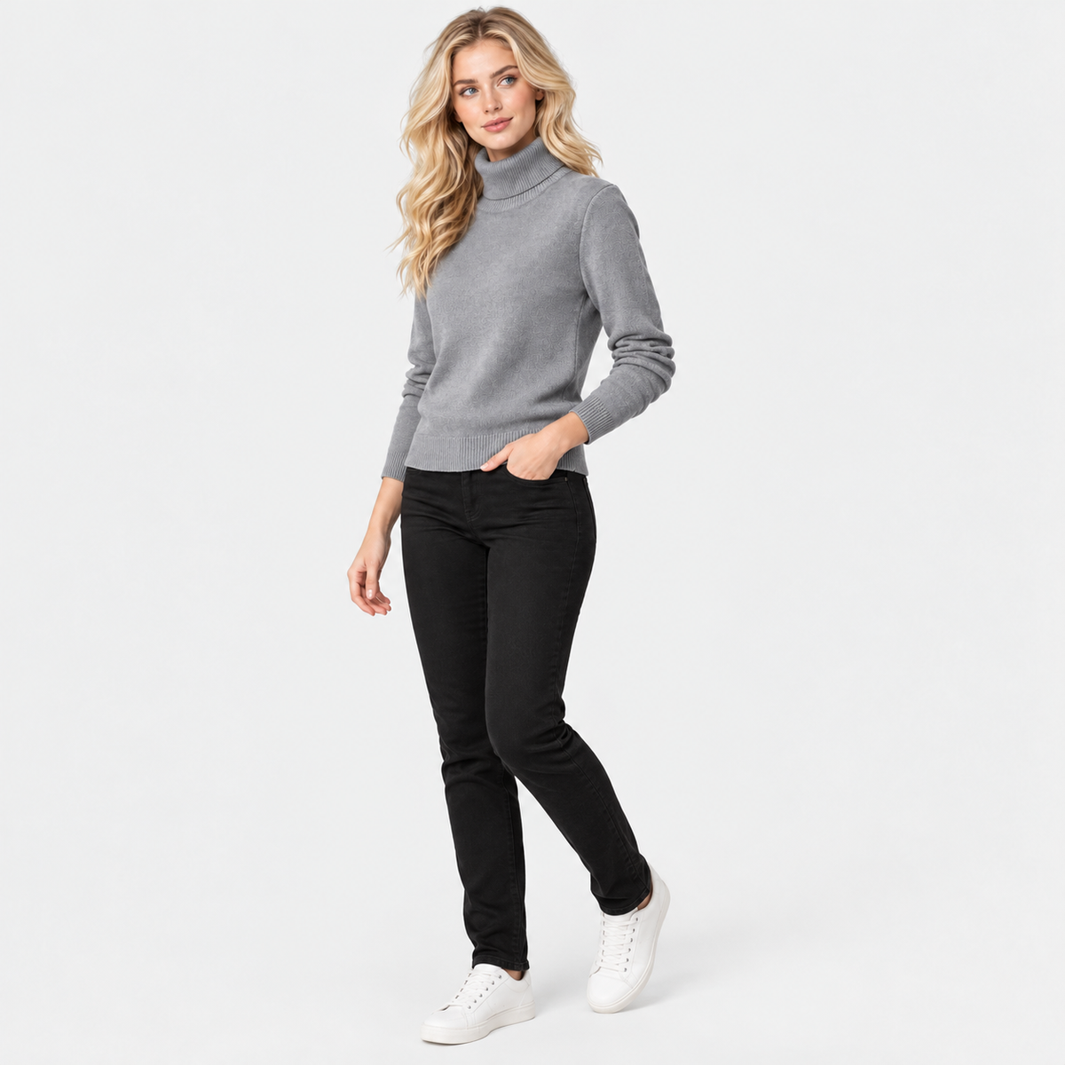 Montviro | Women's High Neck Knit Sweater with Stretch Fabric
