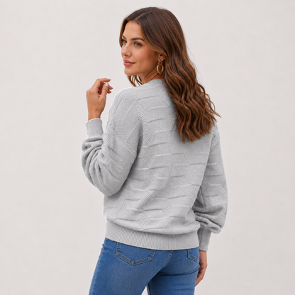 Montviro | Women's Crew Neck Sweater - Stretch Knit Fall Winter Style