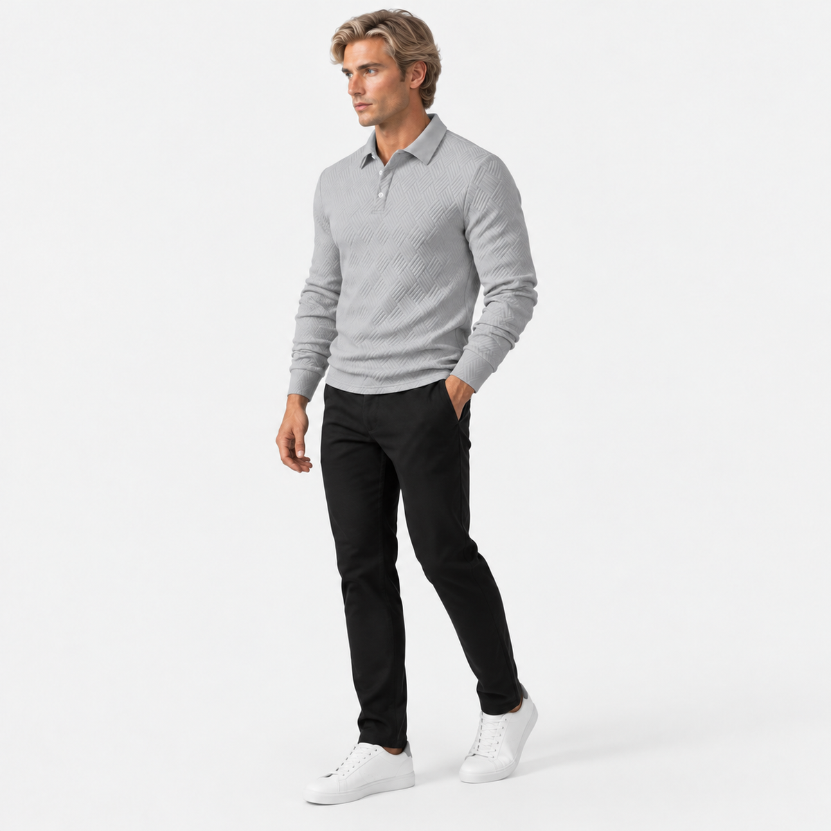 Montviro | Men's Knit Sweatshirt Lapel Collar Button Casual Winter Top