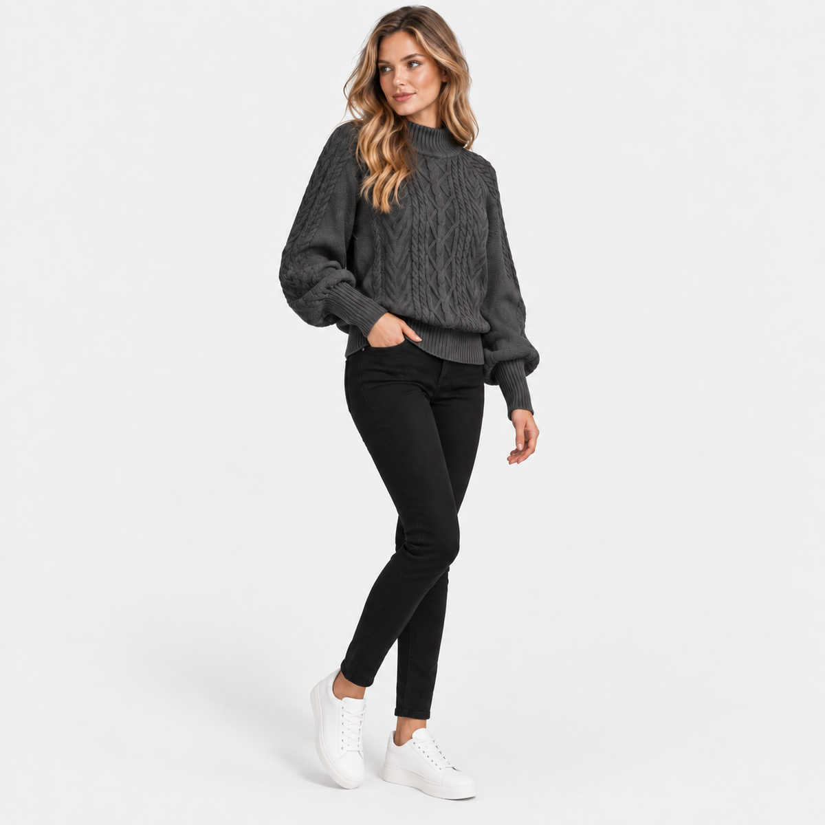Montviro | Women’s Half Turtleneck Sweater Solid Color Casual Knitwear