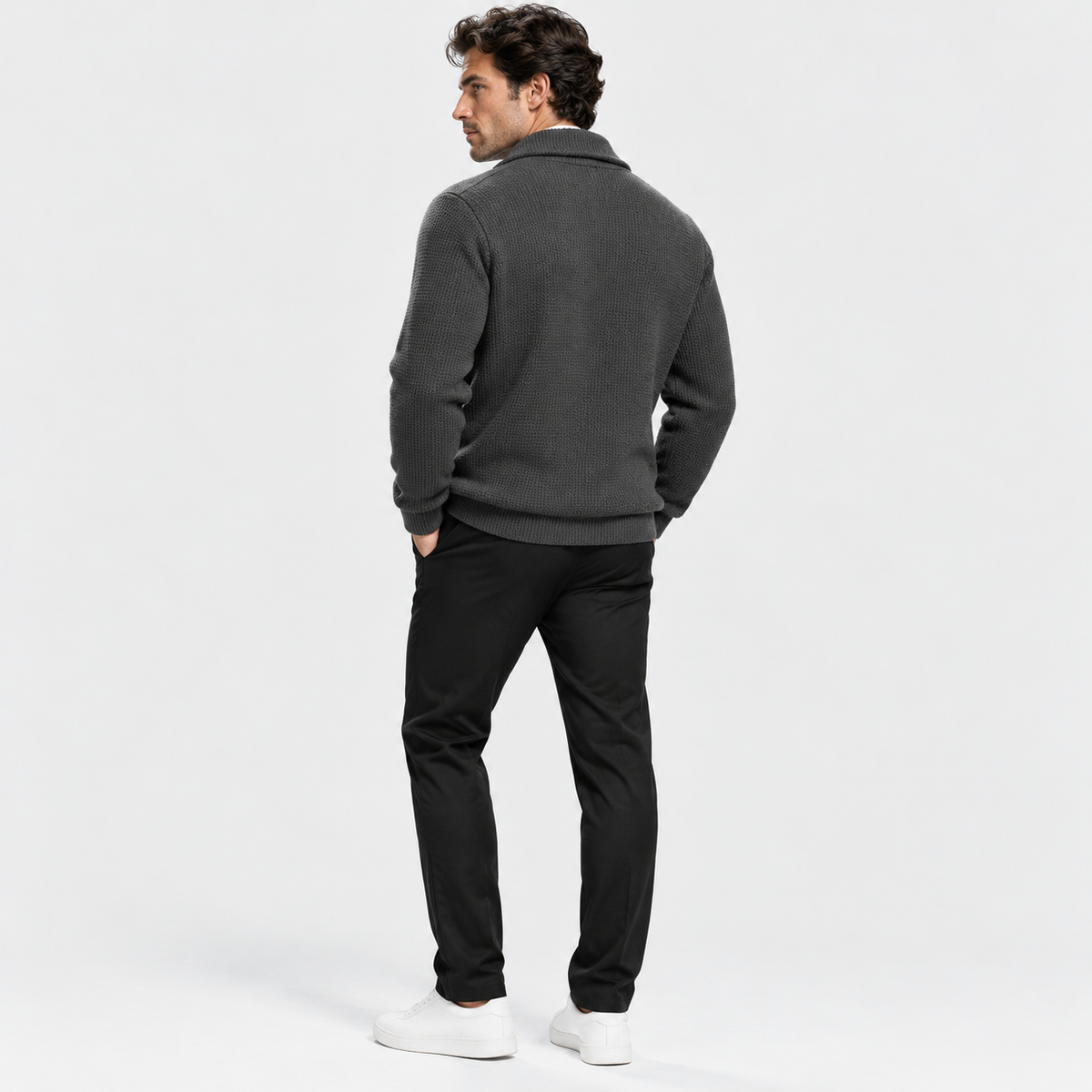 Montviro | Men's Waffle Knit Jacket Soft Stretch Loose Fit Fall Winter Coat
