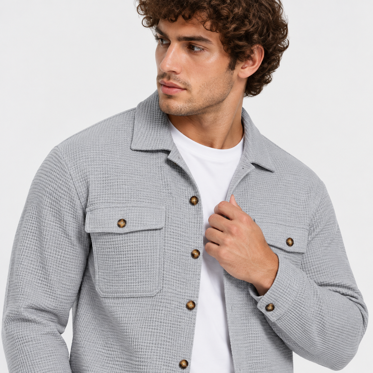 Montviro | Men's Waffle Knit Cardigan Set Button Shirt Pants Casual Outfit