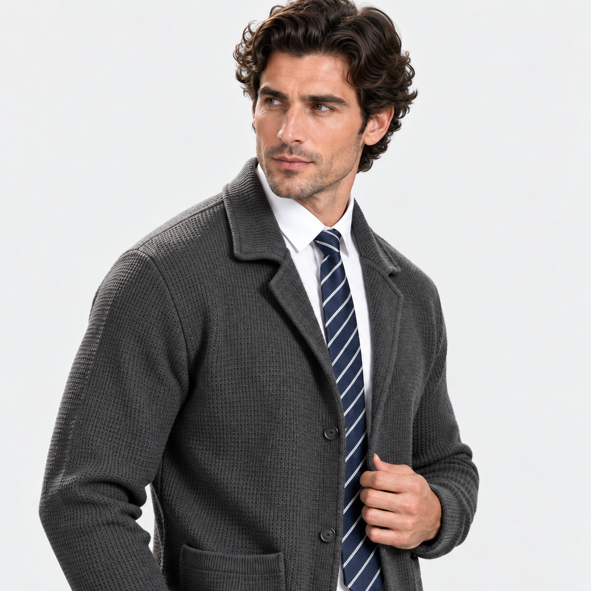 Montviro | Men's Waffle Knit Jacket Soft Stretch Loose Fit Fall Winter Coat