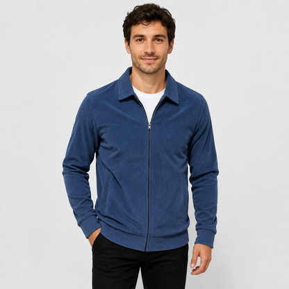 Montviro | Men's Casual Jacket - Corduroy Style Zip Front Lapel Collar