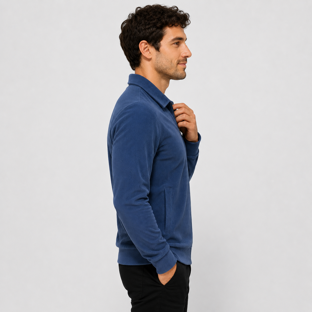 Montviro | Men's Casual Jacket - Corduroy Style Zip Front Lapel Collar