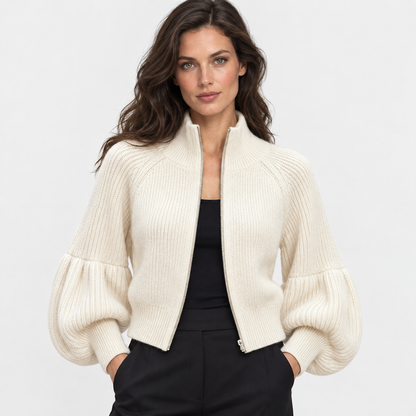 Montviro | Women’s Elegant Knit Sweater Jacket Zipper Outerwear