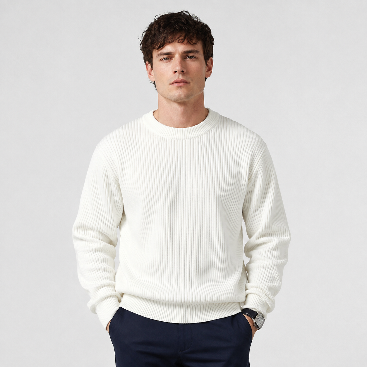 Montviro | Men's Crew Neck Sweater - Loose Fit Knit Pullover