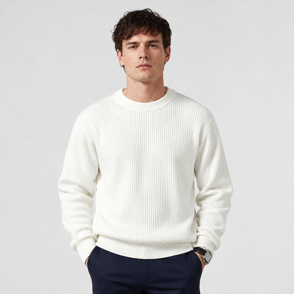 Montviro | Men's Crew Neck Sweater - Loose Fit Knit Pullover