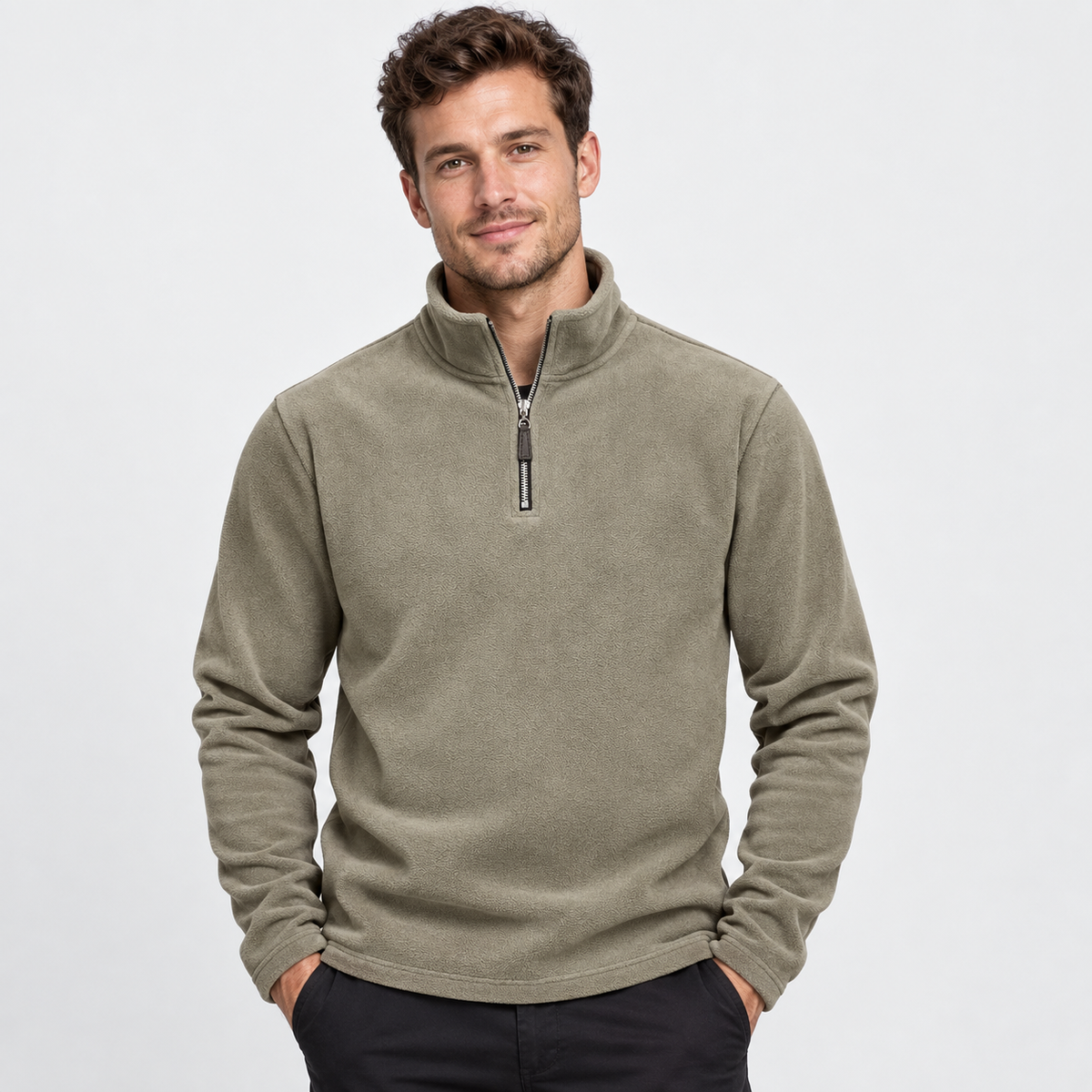 Montviro | Men's Half-Zip Pullover - Solid Color Sweatshirt