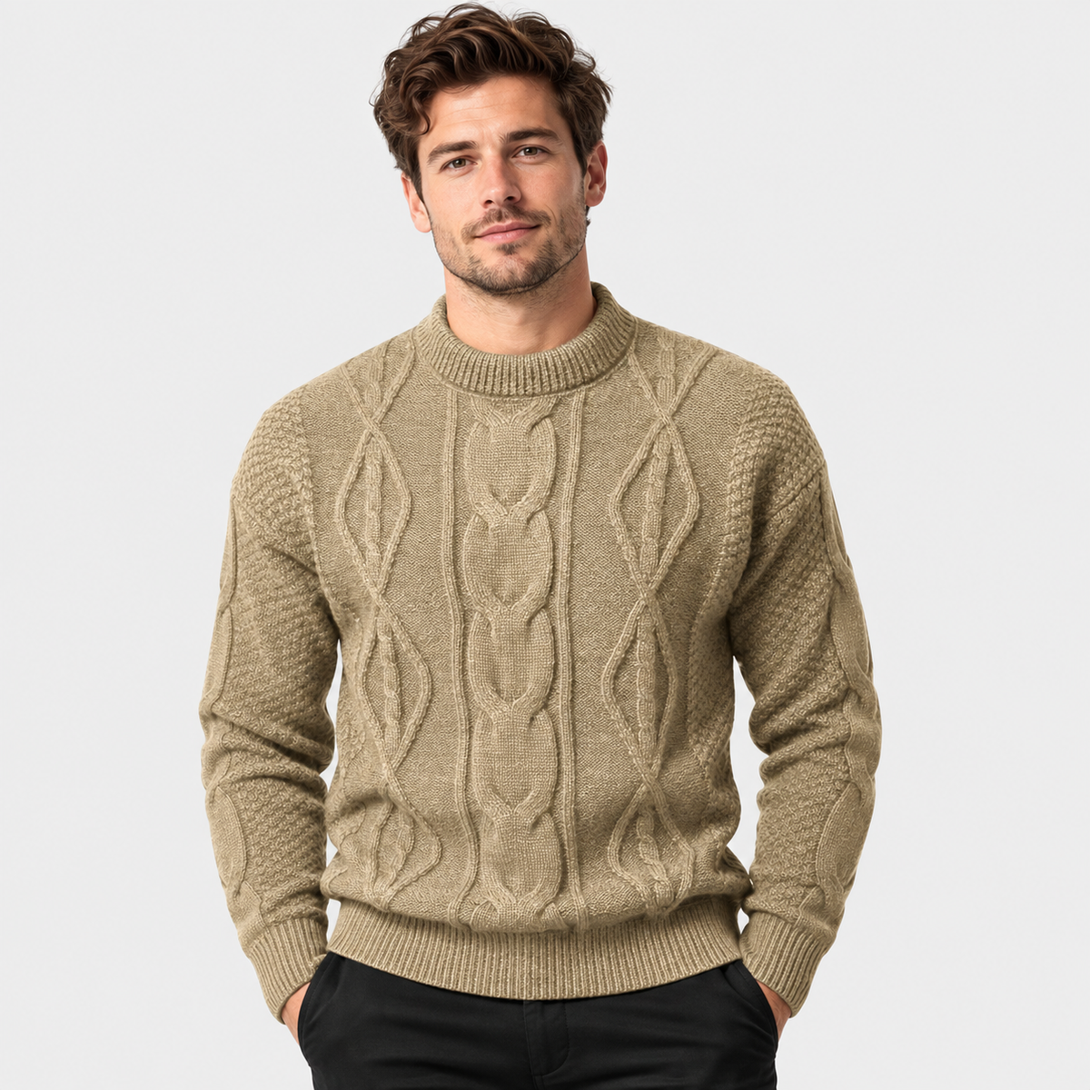 Montviro | Men's Crew Neck Sweater - Jacquard Knit Fall Winter