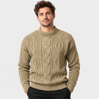 Montviro | Men's Crew Neck Sweater - Jacquard Knit Fall Winter