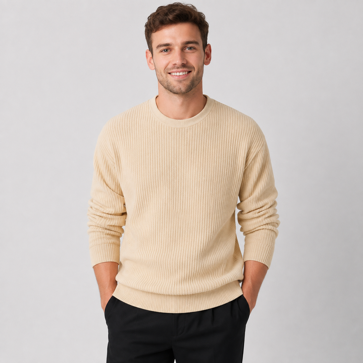Montviro | Men's Crew Neck Sweater - Loose Fit Knit Pullover