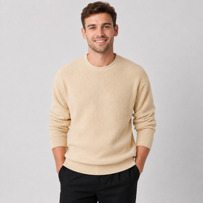 Montviro | Men's Crew Neck Sweater - Loose Fit Knit Pullover