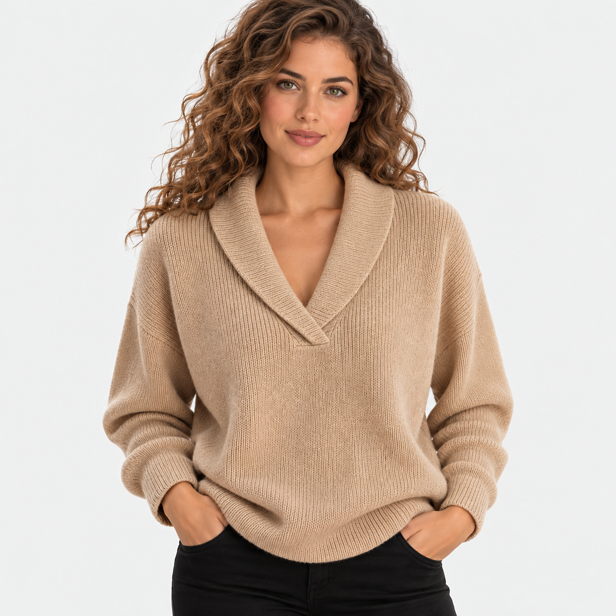 Montviro | Women's Oversized Knit Sweater with Shawl Collar