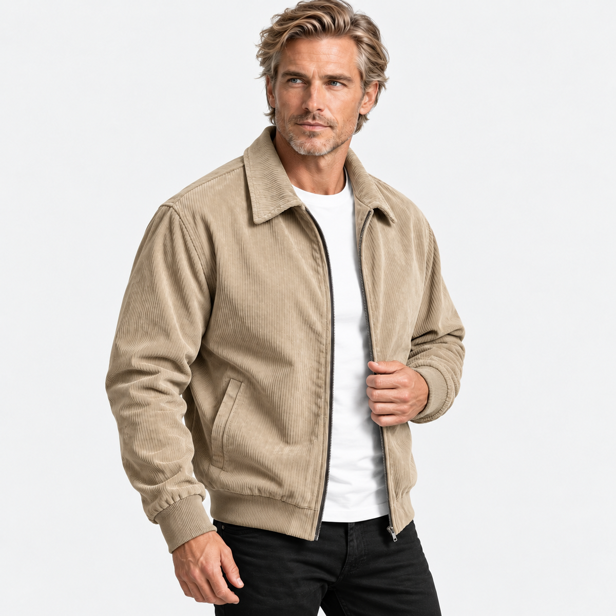 Montviro | Men's Corduroy Jacket Stand Collar Zipper Workwear Outerwear