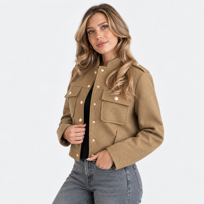 Montviro | Women's Lined Jacket - Button Front Round Neck
