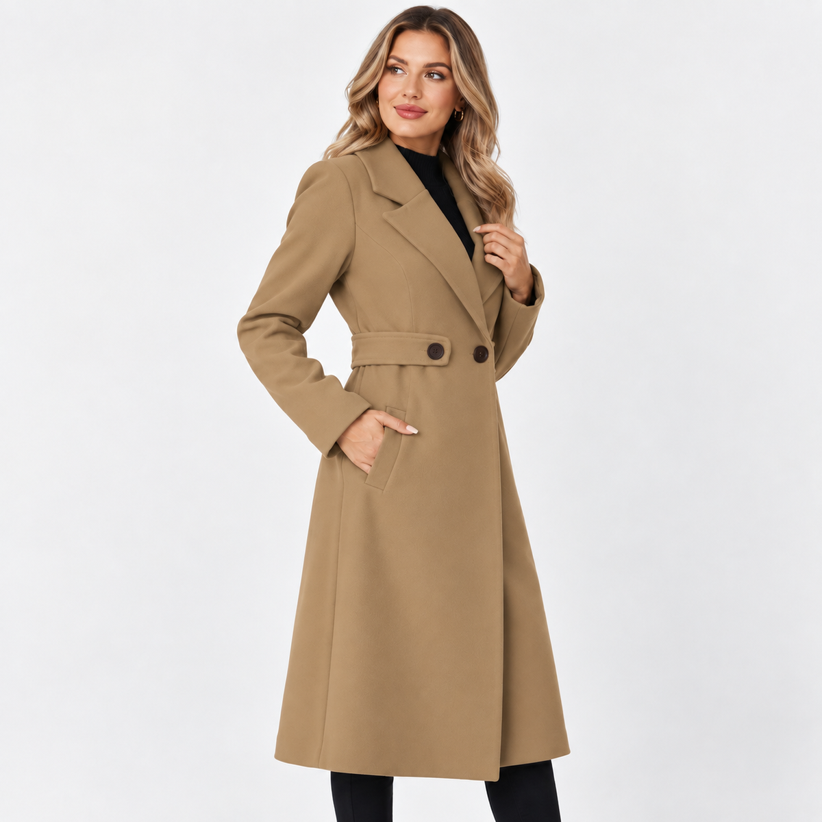 Montviro | Women's Belted Trench Coat - Long Elegant Outerwear