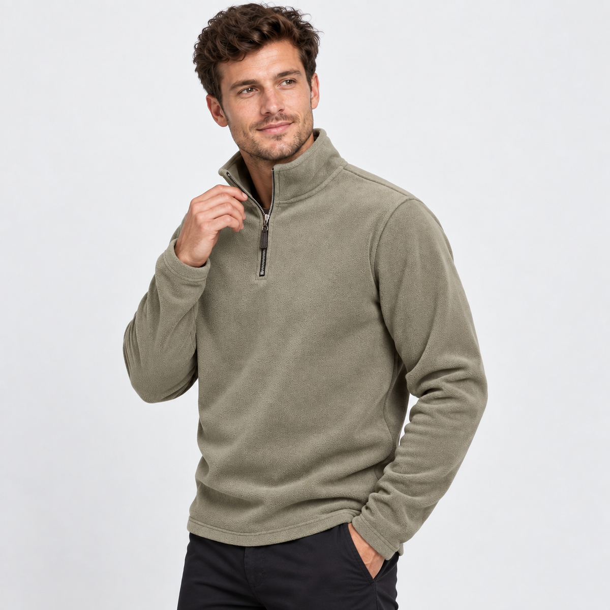Montviro | Men's Half-Zip Pullover - Solid Color Sweatshirt