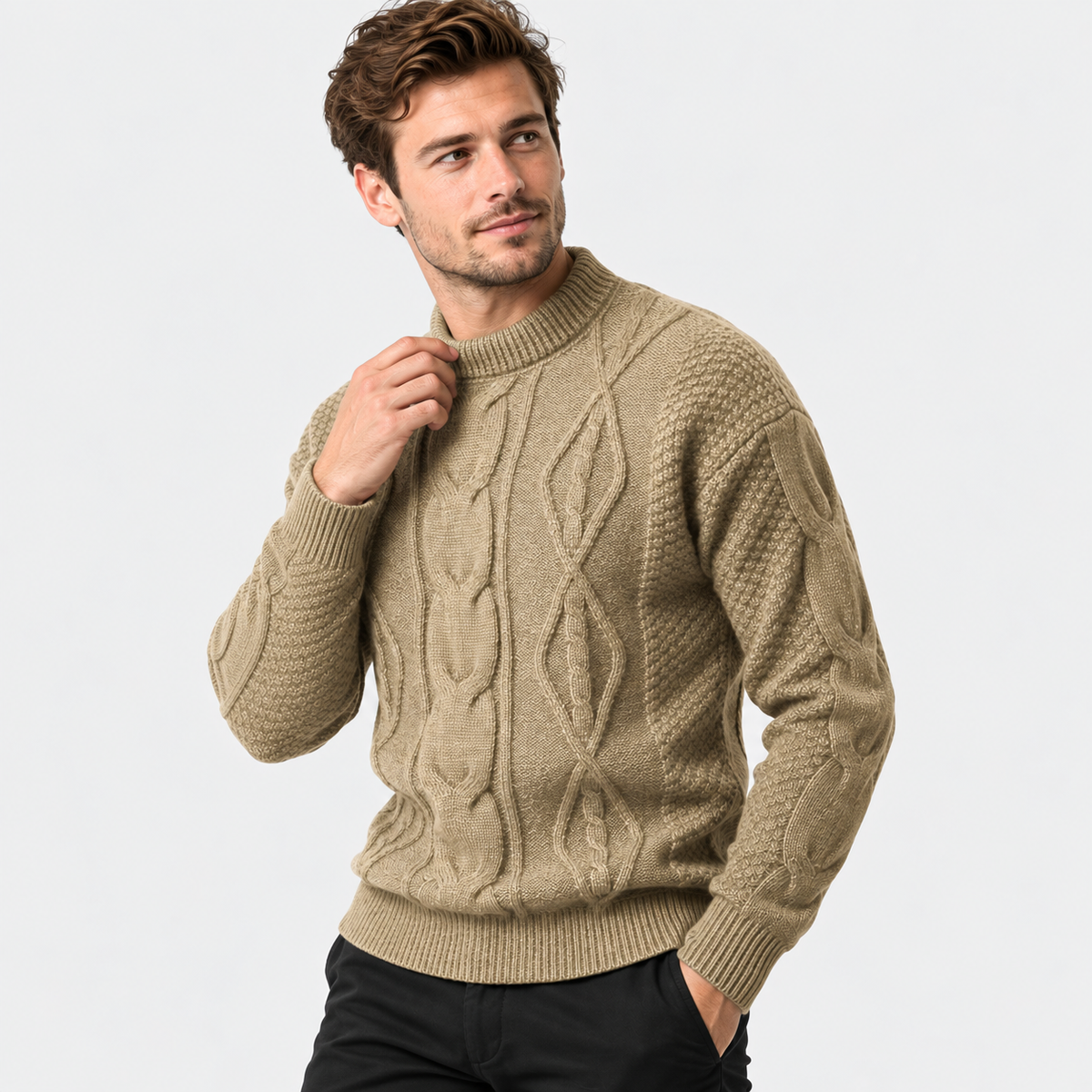 Montviro | Men's Crew Neck Sweater - Jacquard Knit Fall Winter