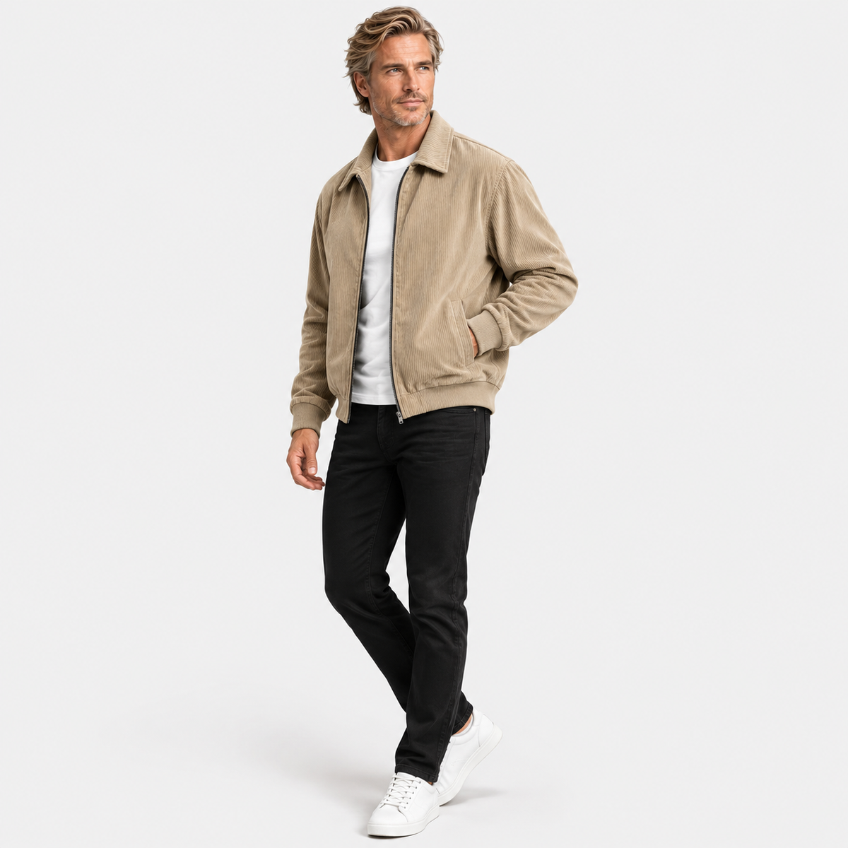 Montviro | Men's Corduroy Jacket Stand Collar Zipper Workwear Outerwear