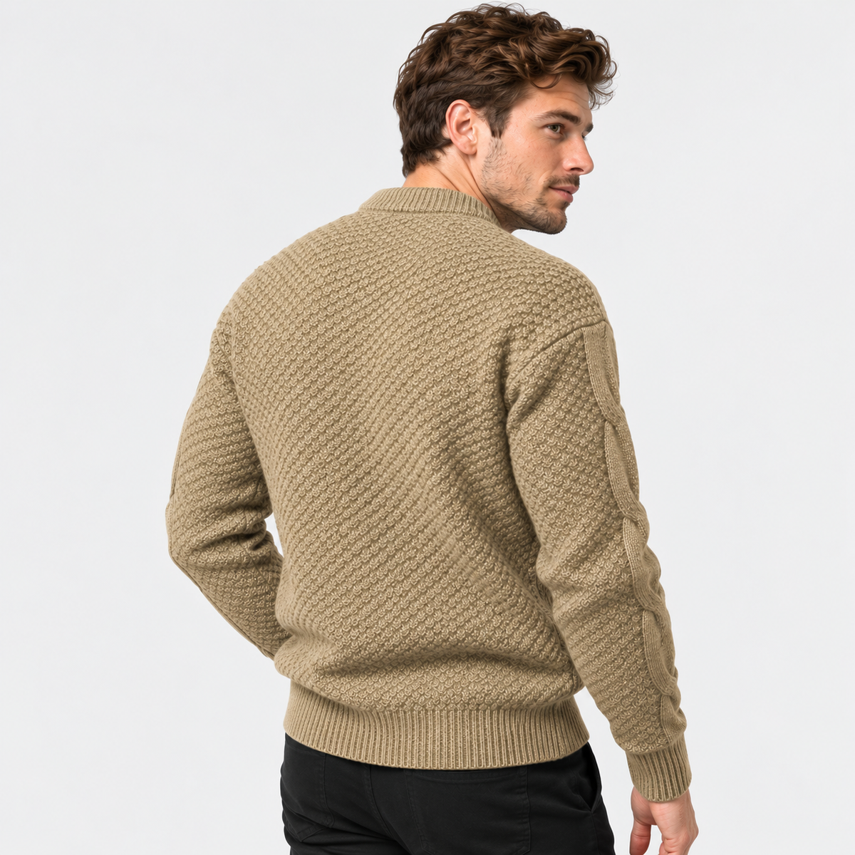 Montviro | Men's Crew Neck Sweater - Jacquard Knit Fall Winter