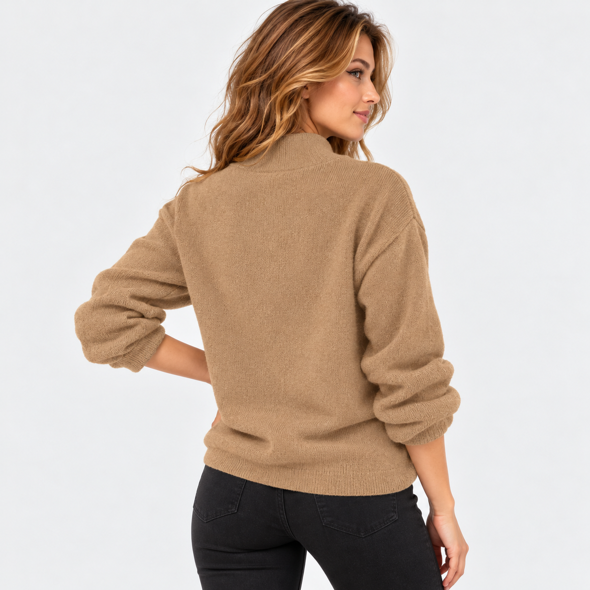 Montviro | Women's Pearl Beaded Pullover Sweater with High Neck