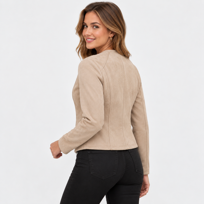 Montviro | Women's Zip-Front Jacket - Elegant Solid Color Style